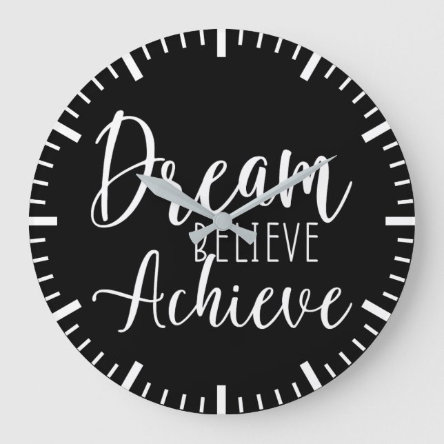 Dream, Believe, Achieve - Gym, Hustle, Success Large Clock (Front)