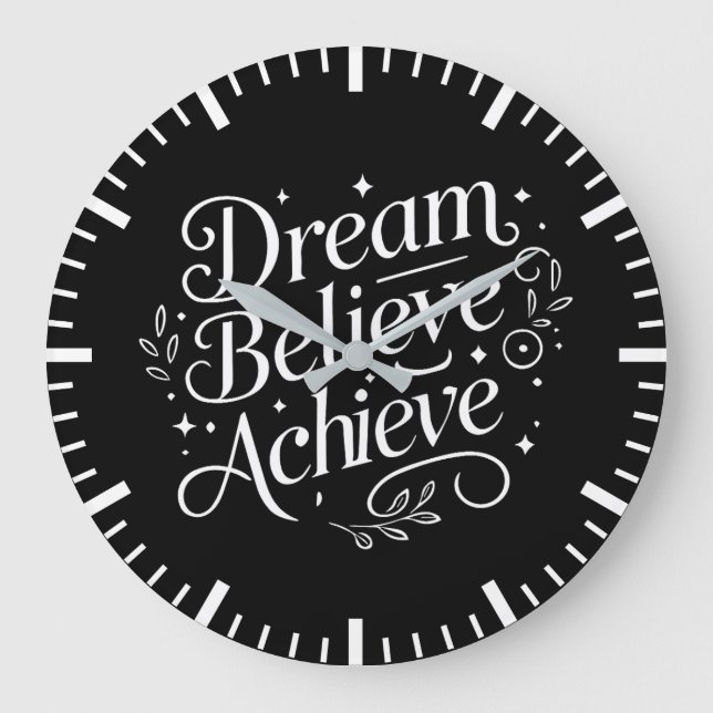 Dream Believe Achieve - Gym, Hustle, Success Large Clock (Front)