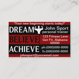 Dream Believe Achieve Personal Trainer Business Card
