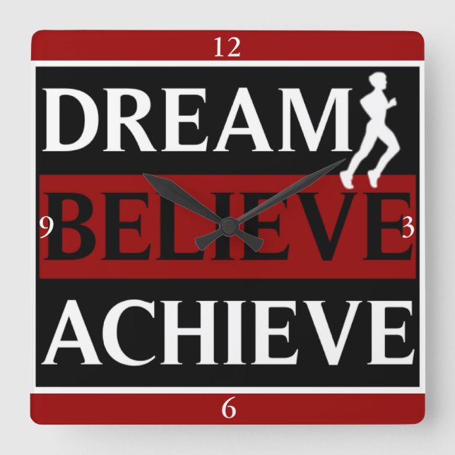 Dream Believe Achieve Runner Wall Clock (Front)