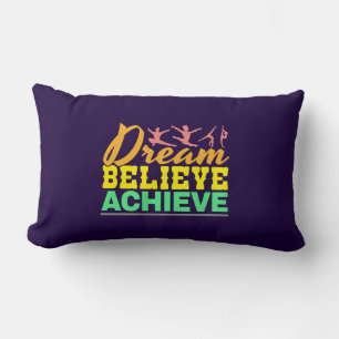 Dream Believe Quote - Women's Gymnastics Lumbar Pillow