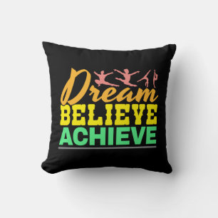 Dream Believe Quote - Women's Gymnastics Throw Pillow