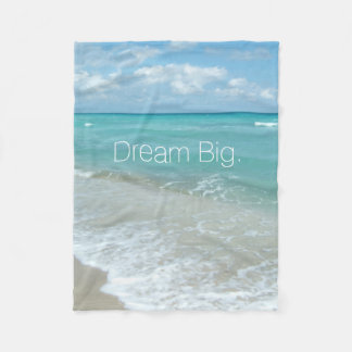Dream Big Aqua Beach Ocean Scene Landscape Fleece Blanket