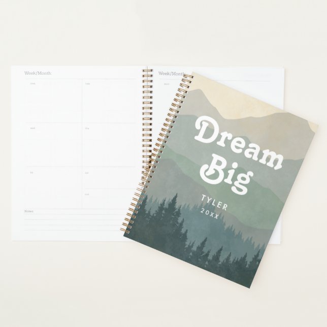 Dream Big Blue Boho Mountains Retro Planner (Display)