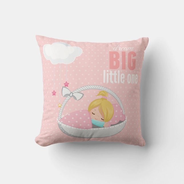 Dream big * choose background colour throw pillow (Front)