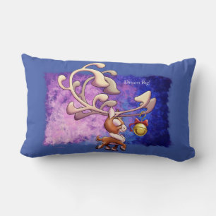 DREAM BIG CHRISTMAS REINDEER by Jeff Willis Art Lumbar Pillow