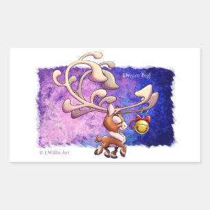 DREAM BIG CHRISTMAS REINDEER by Jeff Willis Art Sticker