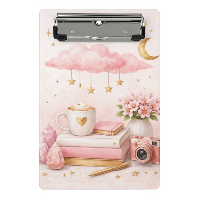 Dream Big Clipboard ✨ Pink Floral Cute Stationery (Front)
