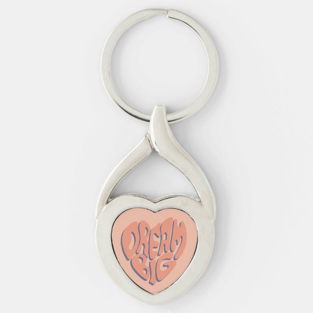 Dream Big: Coral and Apricot Motivational Advice Keychain (Front)