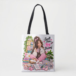 Dream Big Cozy Girl – Coffee, Books & Positive Vib Tote Bag