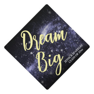 Dream Big Custom name purple space galaxy Graduation Cap Topper