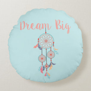 Dream Big Dreamcatcher Bohemian Dream Catcher Round Pillow