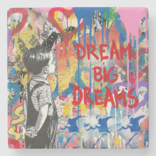 Dream Big Dreams Graffiti Wall Stone Coaster