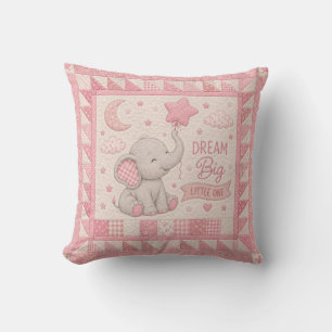 Dream Big Elephant Quilt Throw Pillow