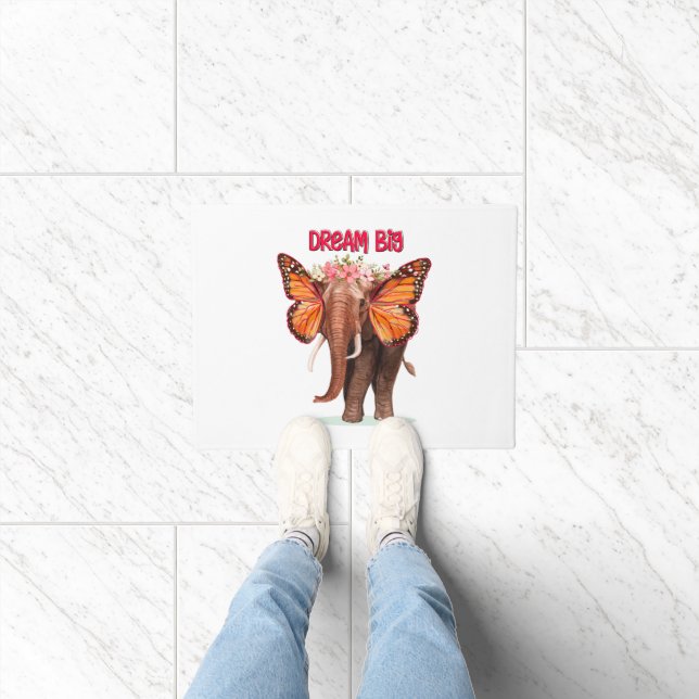 Dream Big Like An Elephant Inspirational Doormat (Indoor)