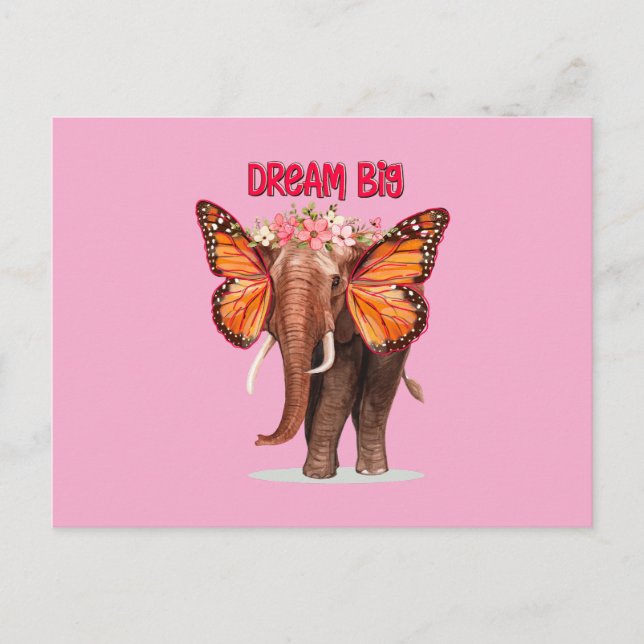 Dream Big Like An Elephant Inspirational Postcard (Front)