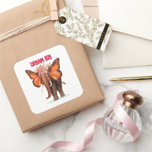 Dream Big Like An Elephant Inspirational Square Sticker