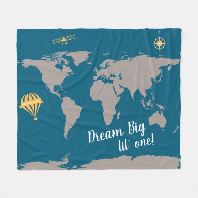 Dream big lil one blanket World Map (Front (Horizontal))