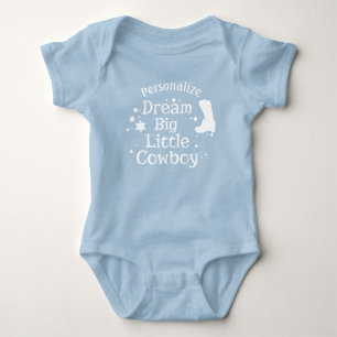 Dream Big Little Cowboy Quote Baby Shower Gift Bodysuit