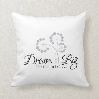 Dream Big Little Girl Quotes for Girls Throw Pillow