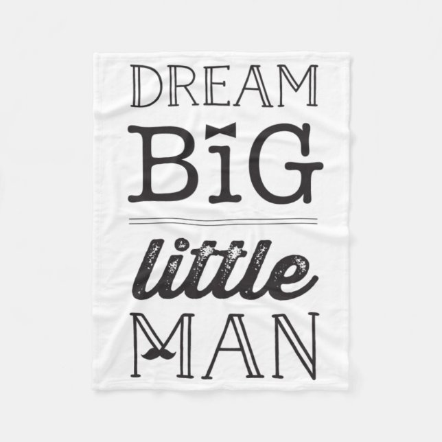 Dream Big Little Man Moustache BowTie Baby Blanket (Front)