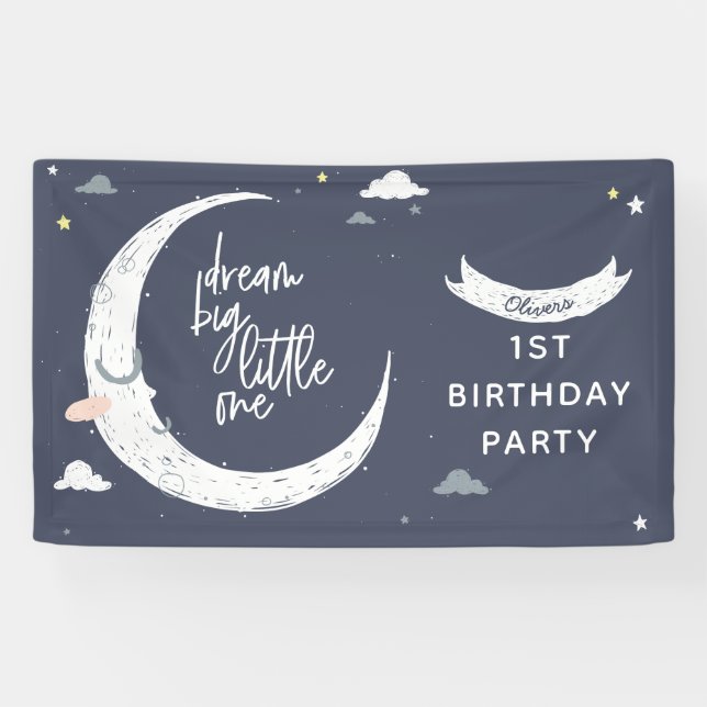 Dream big little one 1st birthday party banner (Horizontal)