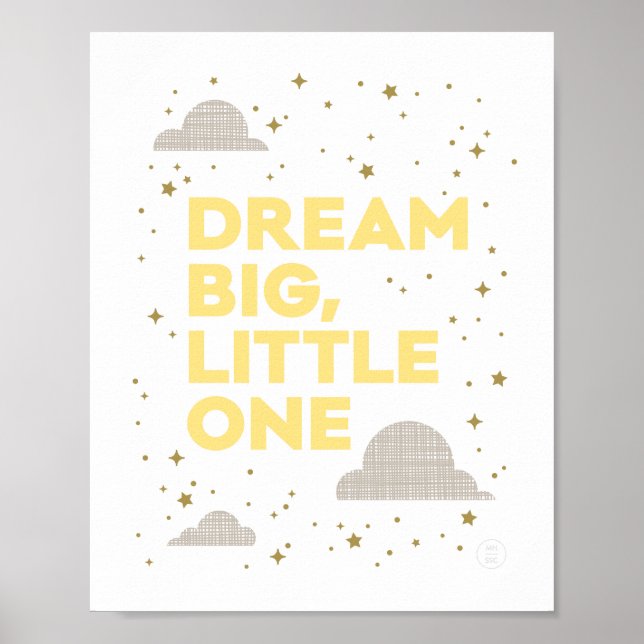 Dream Big, Little One Art Print in Yellow (Front)