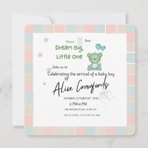 Dream Big Little One Baby Shower Invitation Ted