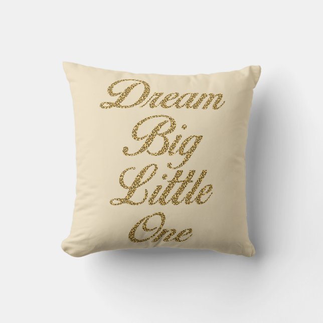 Dream Big Little One Leopard Print Nursery Pillow (Front)
