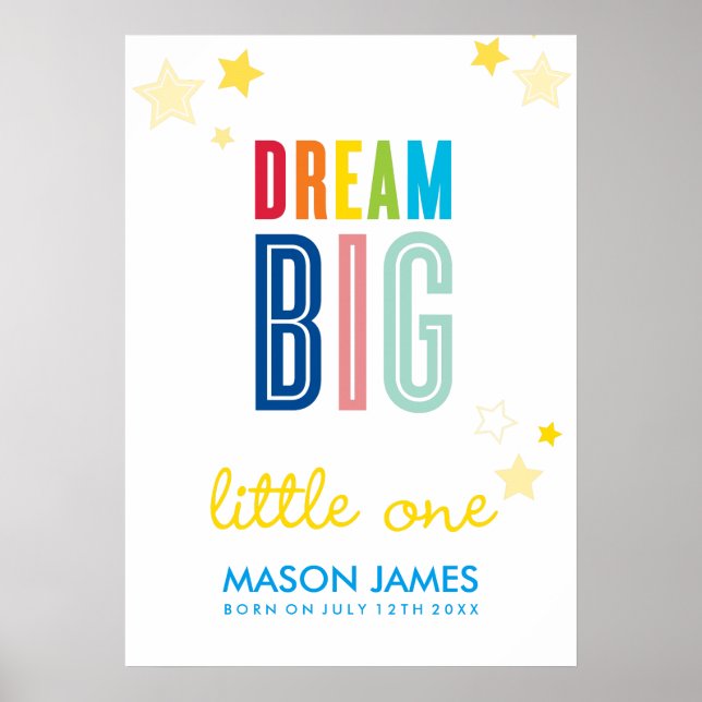 DREAM BIG LITTLE ONE name typography bright colour Poster (Front)