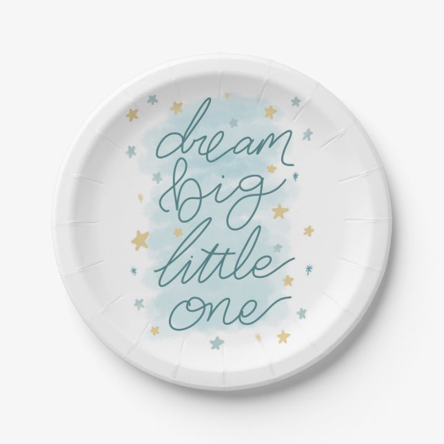 Dream Big Little One Pastel Stars Paper Plate (Front)