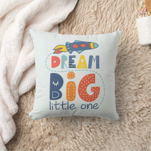 Dream Big Little One Rocket Throw Pillow