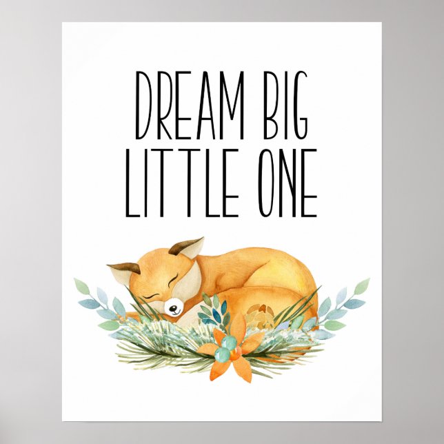 Dream Big Little One, Sleeping Fox Print (Front)