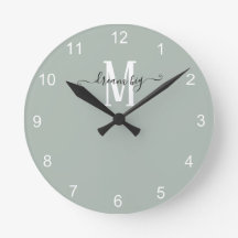 Dream Big Motivational Monogram Initial Sage Green