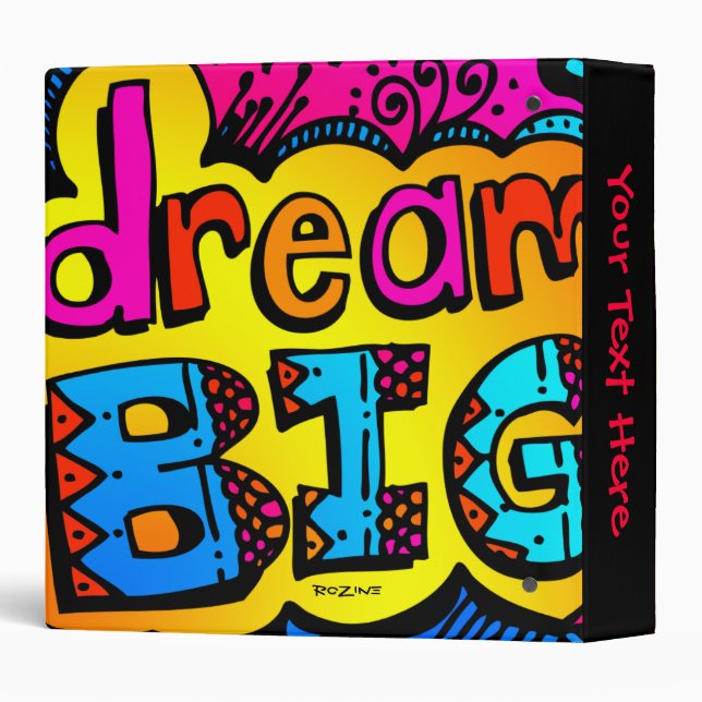 Dream Big Neon Graffiti Comic Book Illustration Binder (Back/Spine)
