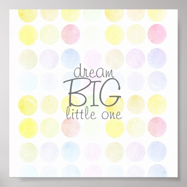 dream big pastel dots quote wall art (Front)