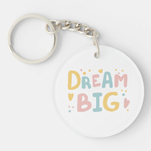 Dream Big Pastel Hearts Keychain
