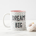 Dream Big Pastel & Spot Inspirational Quote Mug<br><div class="desc">A black and white doodle spot print with vintage  bold black text and a mock pastel coloured 3D effect.  The spot pattern background has a hand drawn look to keep it fun. Add some positive vibes and inspiration to your life with this modern and positive design.</div>