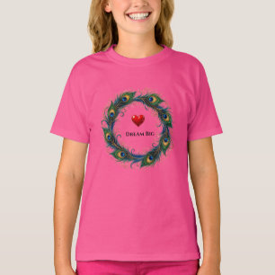 Dream Big Peacock Feather Circle  kids T-Shirt