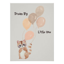 "Dream Big" Personalized Raccoon Holding Balloons