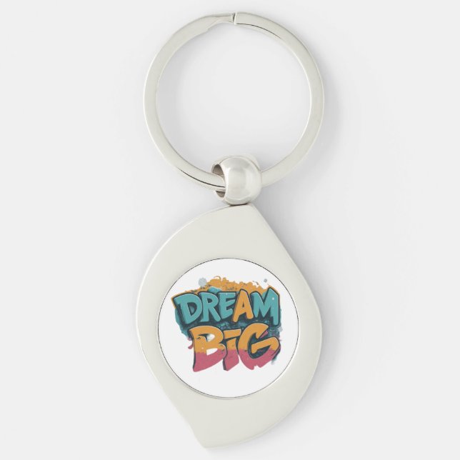 Dream Big Personalized Swirl Keychain (Front)