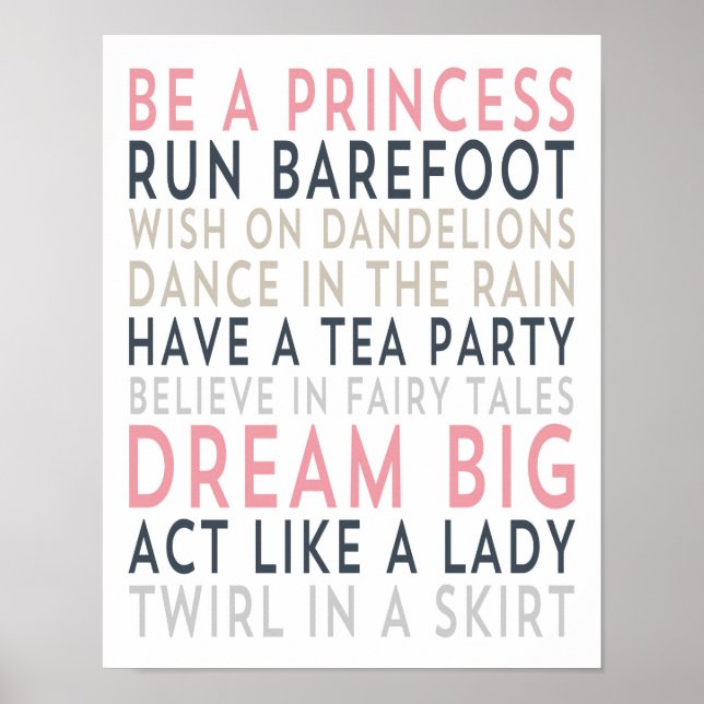 Dream Big - Pink Typography - White Poster (Front)