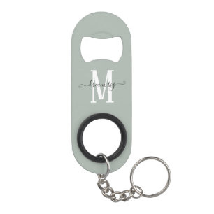 Dream Big Positive Quote Monogram Initial Sage Keychain Bottle Opener