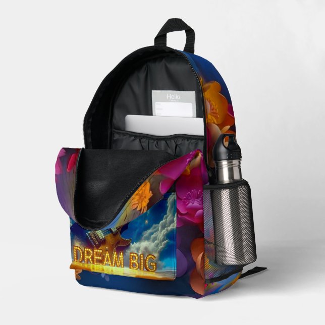 Dream Big Printed Backpack (Back Corner Right (Open))