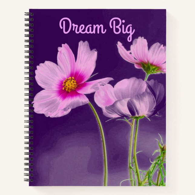 Dream Big Purple Floral Motivational Notebook (Front)