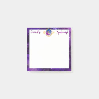 Dream Big Purple Galaxy Gold Monogram Small Square Post-it Notes
