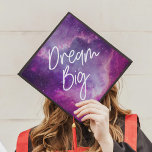 Dream Big Purple Galaxy Graduation Cap Topper<br><div class="desc">Celebrate your graduation day in style with our stylish Dream Big graduation cap topper. The custom graduation cap topper features a purple watercolor galaxy background and "dream big" in a modern script font.</div>