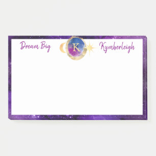 Dream Big Purple Galaxy Monogram Large Rectangular Post-it Notes
