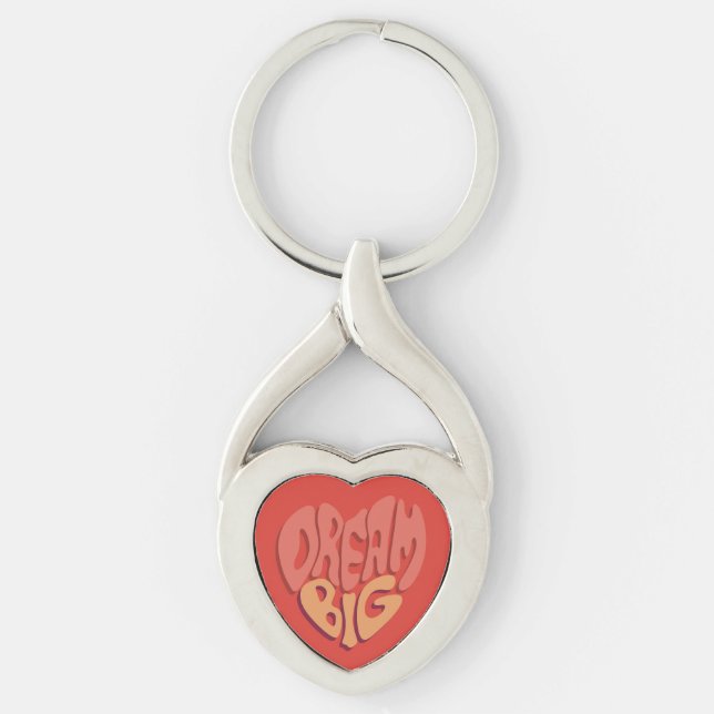 Dream Big: Red Heart Powerful Slogan Keychain (Front)