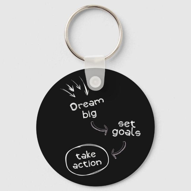 Dream big set goal take action motivational quote keychain (Front)